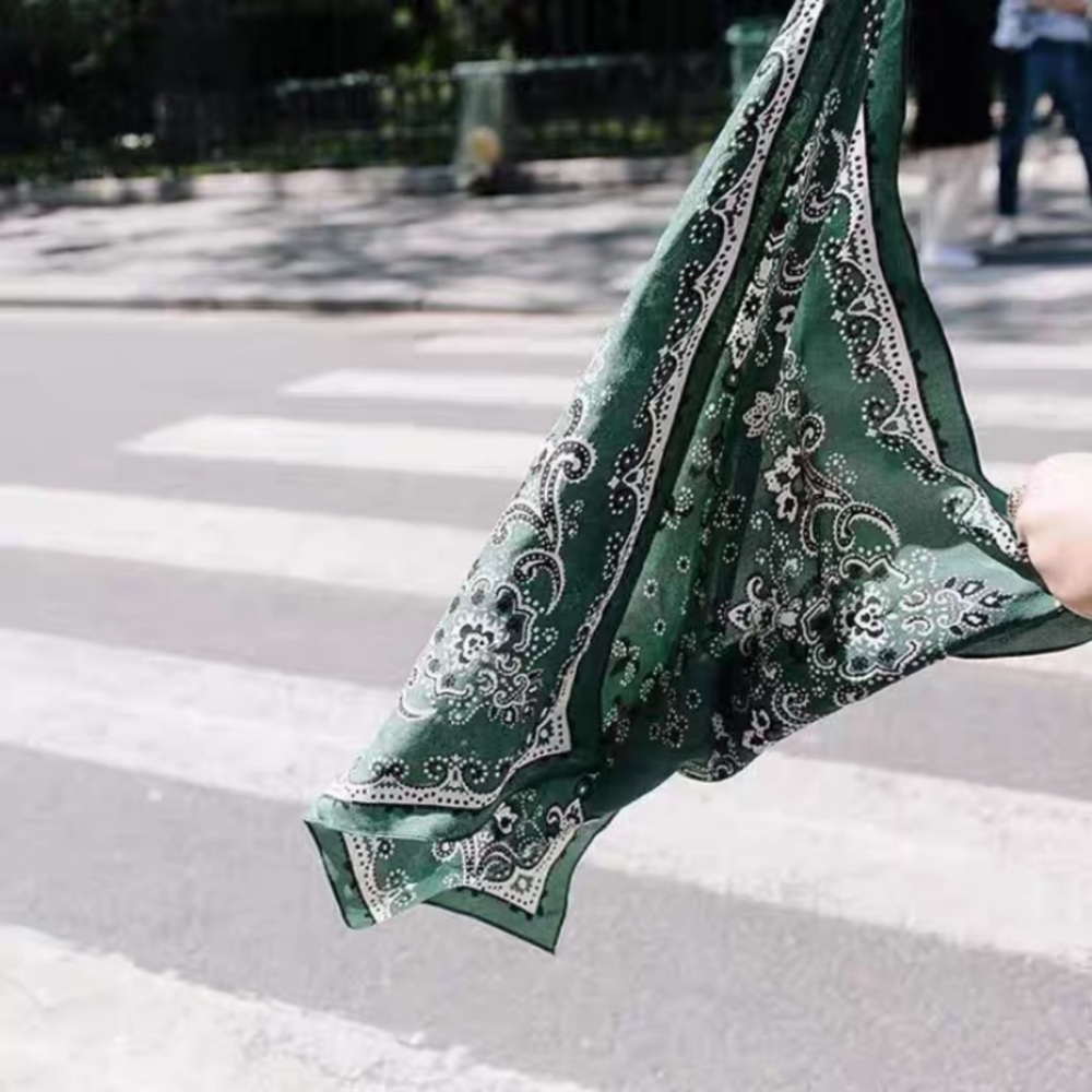 Madewell Silk Bandana NWOT Green